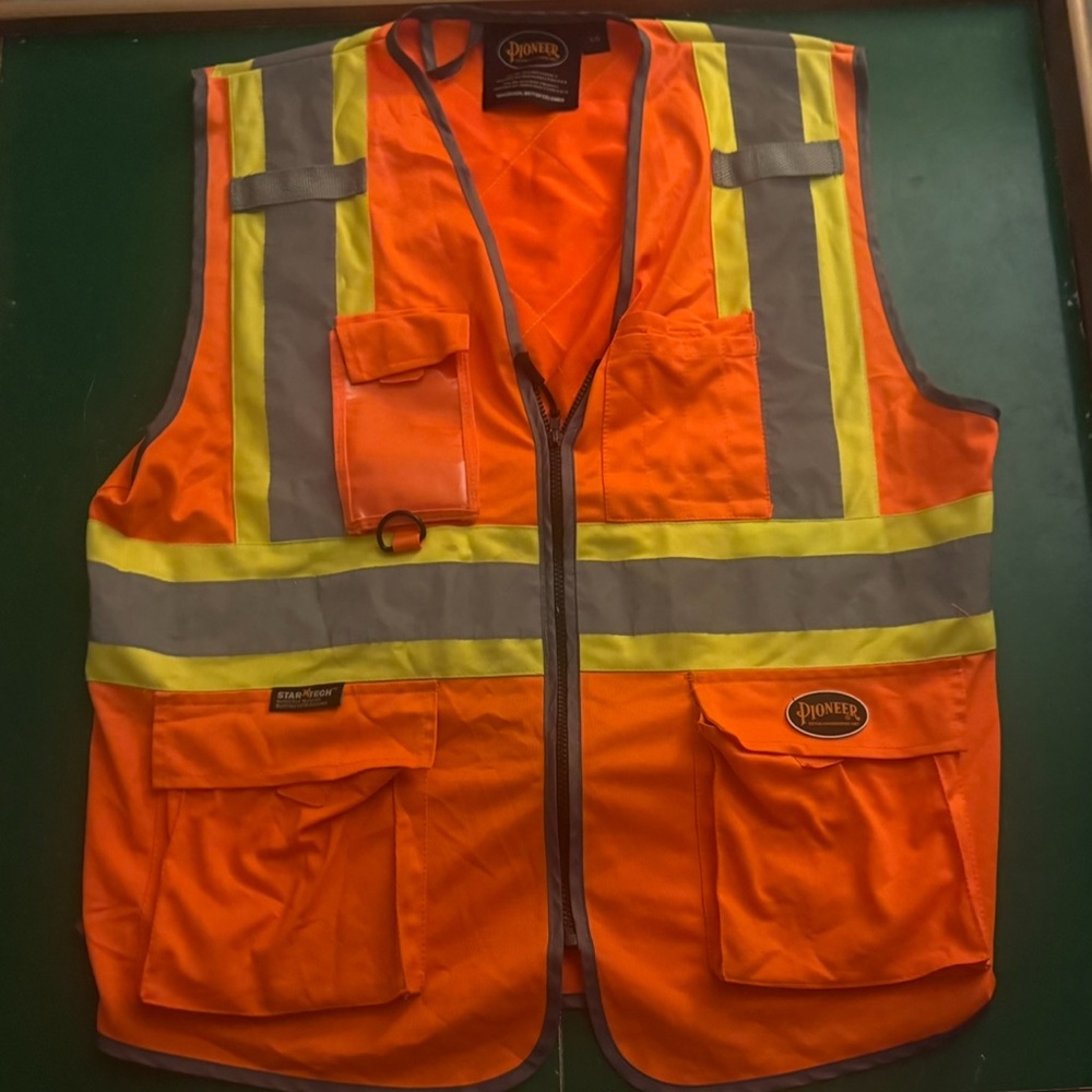 PIONEER Orange Safety Vest with Reflective Stripes